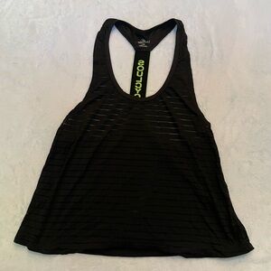 Soulcycle black mesh striped racer back loose tank